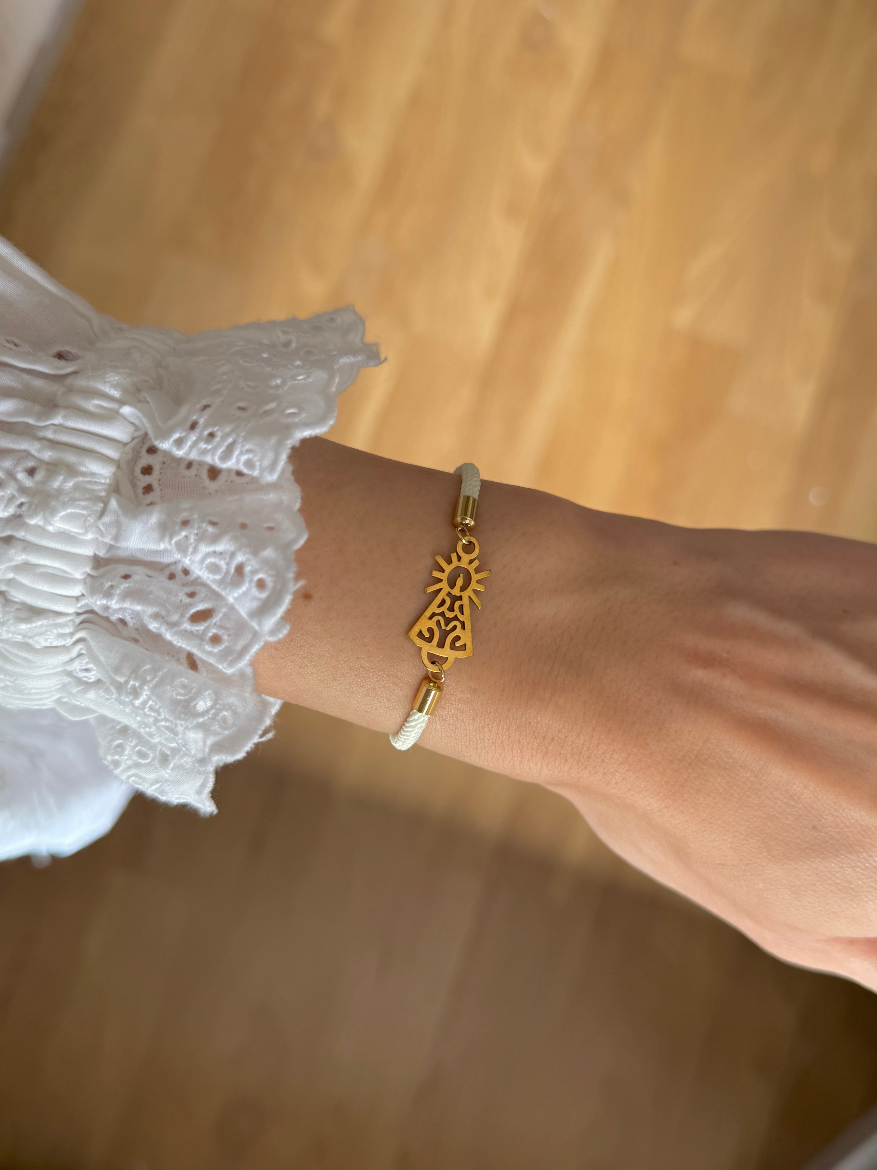 PULSERA VIRGEN DEL PILAR CON CORDÓN BODA