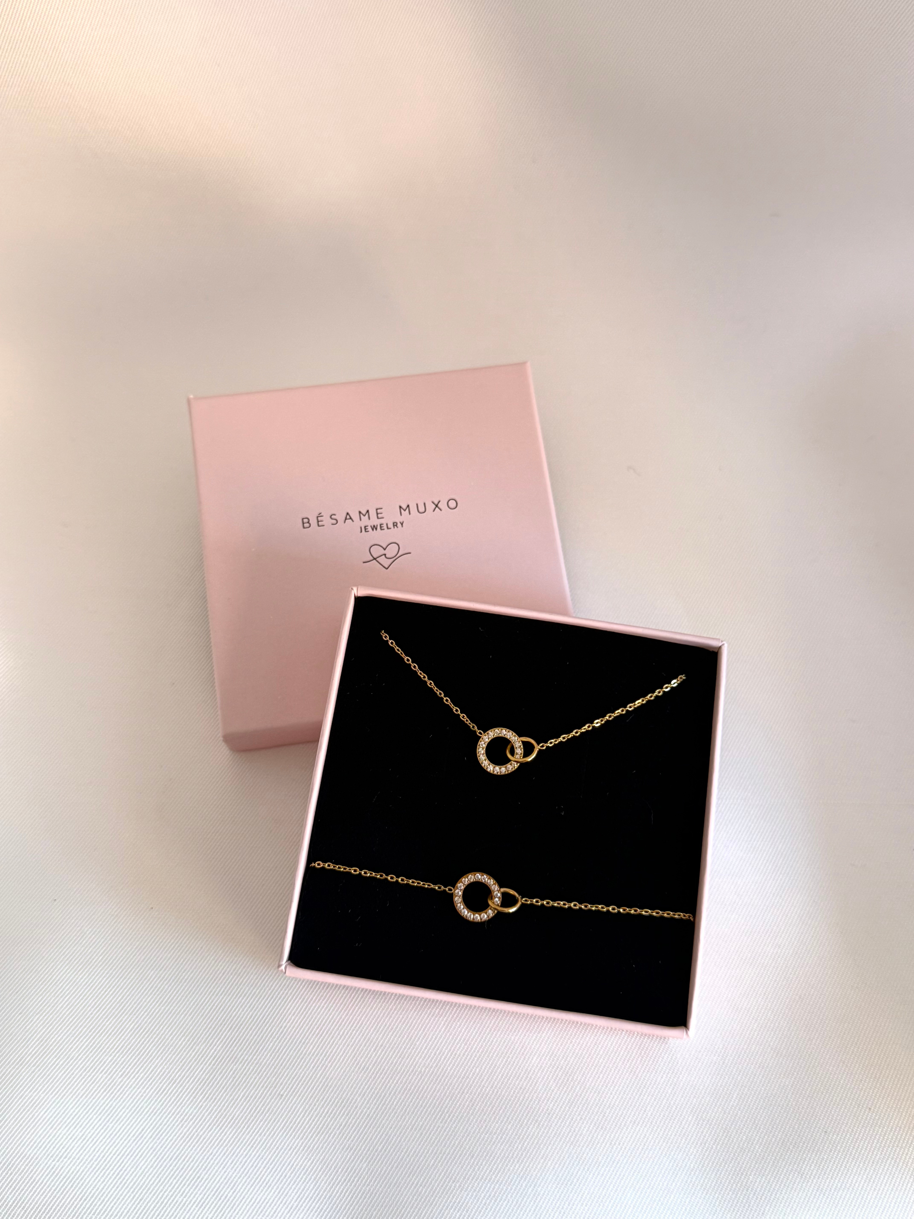 PACK COLLAR + PULSERA AMISTAD CIRCONITAS ORO BODA