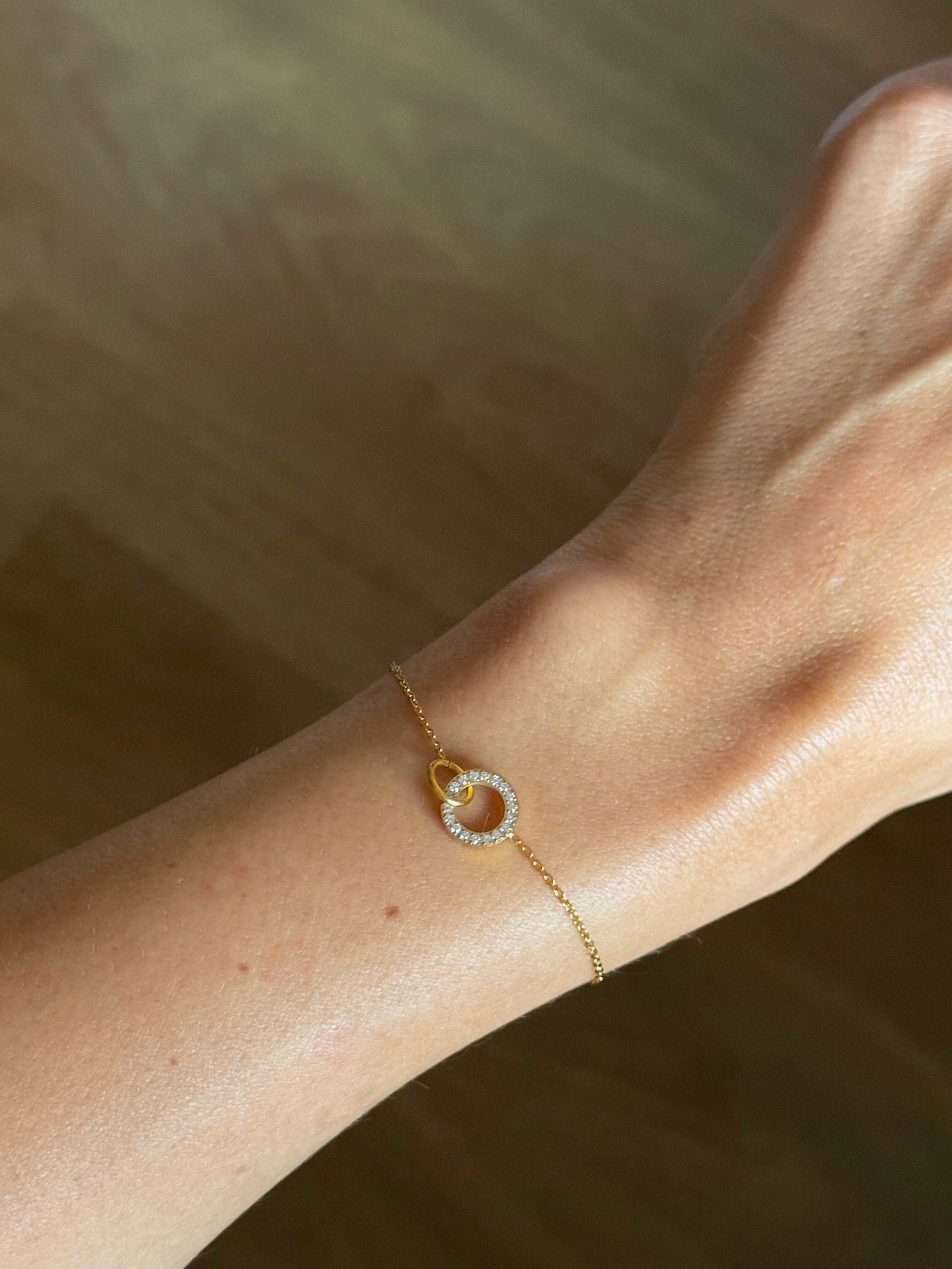 PULSERA AMISTAD CIRCONITAS ORO BODA